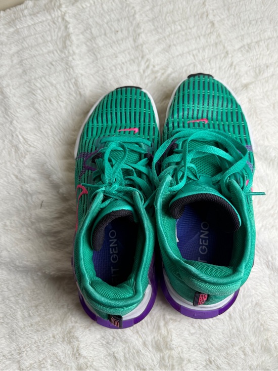 Nike Green Athletic Shoes with Purple Heel and Pink Swoosh main image 4